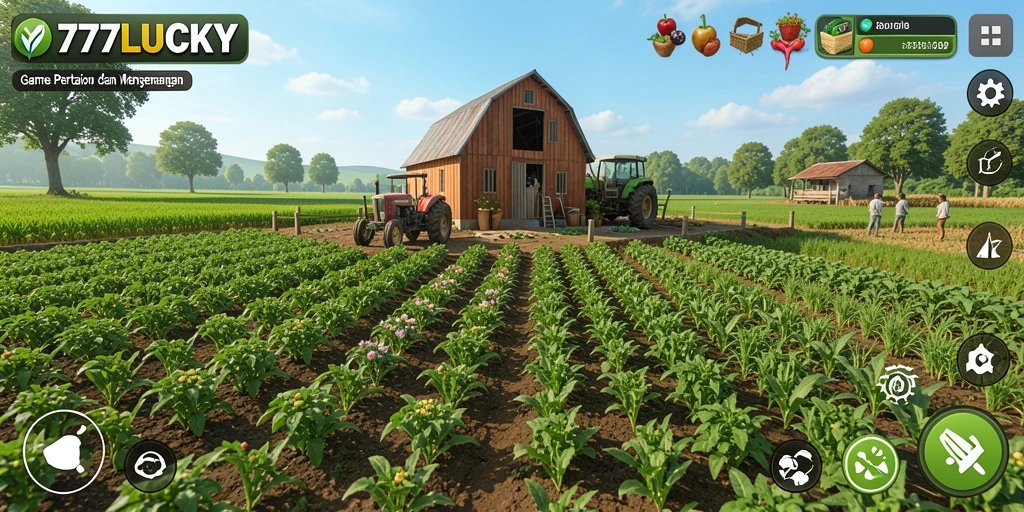 Tampilan gameplay seru dalam bertani dan mengelola ladang di 777LUCKY.