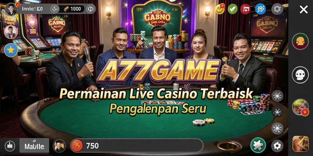 Tampilan gameplay A777GAME dengan dealer dalam suasana Live Casino yang menarik.