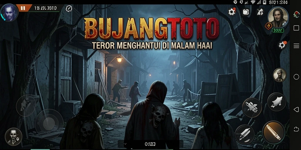Tangkapan layar BUJANGTOTO menunjukkan suasana gameplay yang mencekam dan menyeramkan.