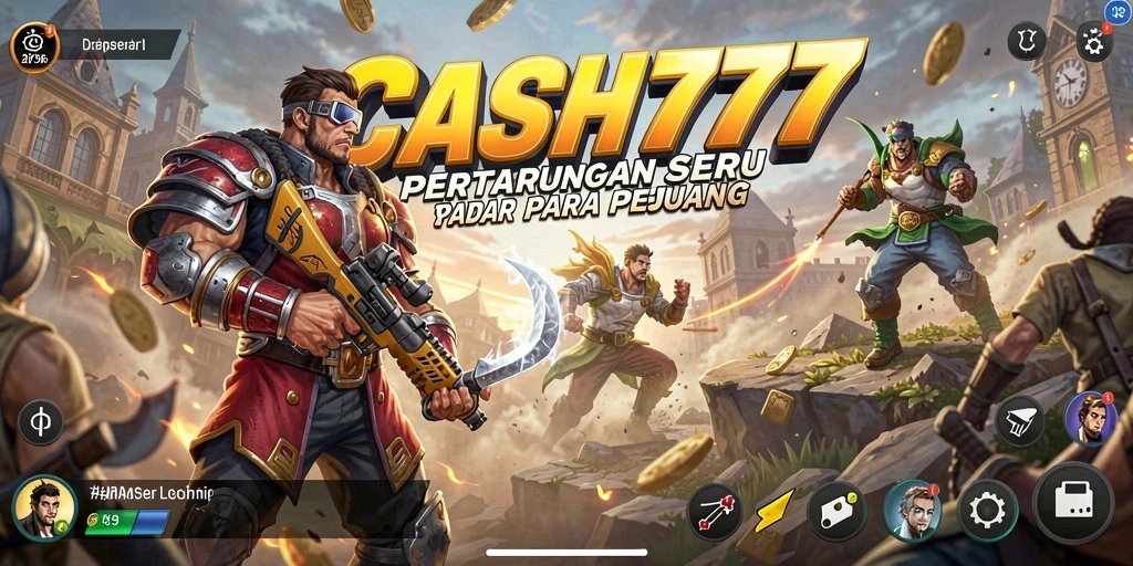 Screenshot utama CASH777 menampilkan pertarungan epik antara karakter-karakter kuat.