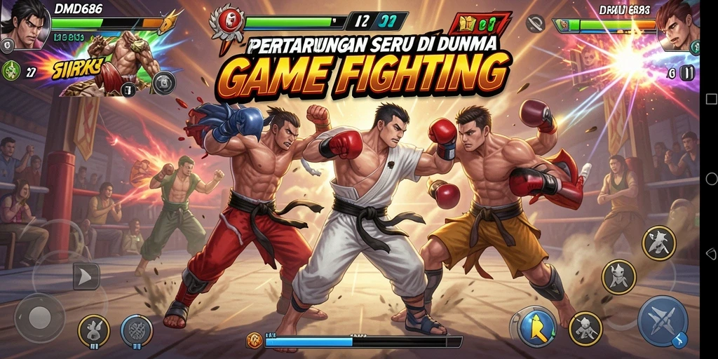 Screenshot DMD686 menampilkan pertarungan seru dengan karakter-karakter kuat.