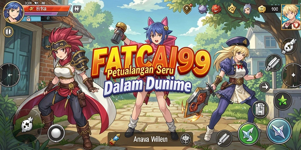 Tangkapan layar gameplay dari FATCAI99 yang menampilkan aksi karakter anime.