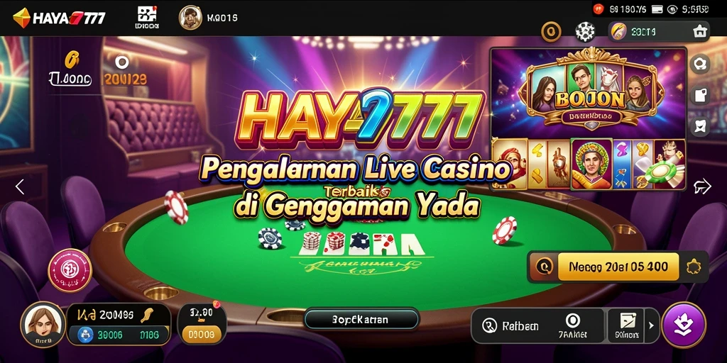 Screenshot gameplay HAYA777 dengan dealer profesional di Live Casino.