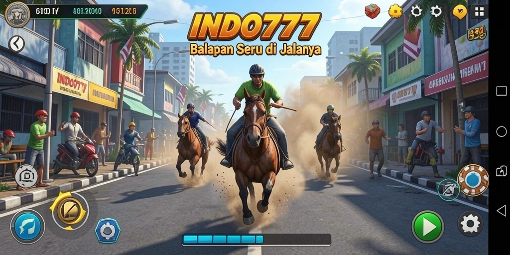 Tampilan seru dari gameplay balap INDO777 dengan mobil kece.
