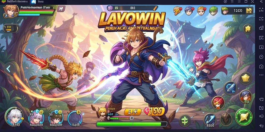 Tampilan gameplay LAVOWIN yang penuh aksi di dunia Anime.