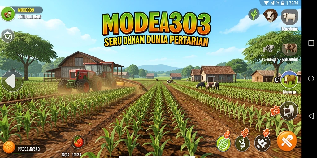 Gameplay MODE303 menampilkan aktivitas bertani yang menyenangkan dan interaktif.