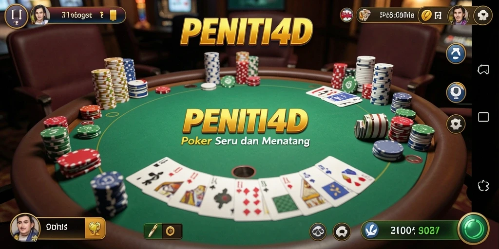 Tampilan gameplay poker yang seru dan interaktif.