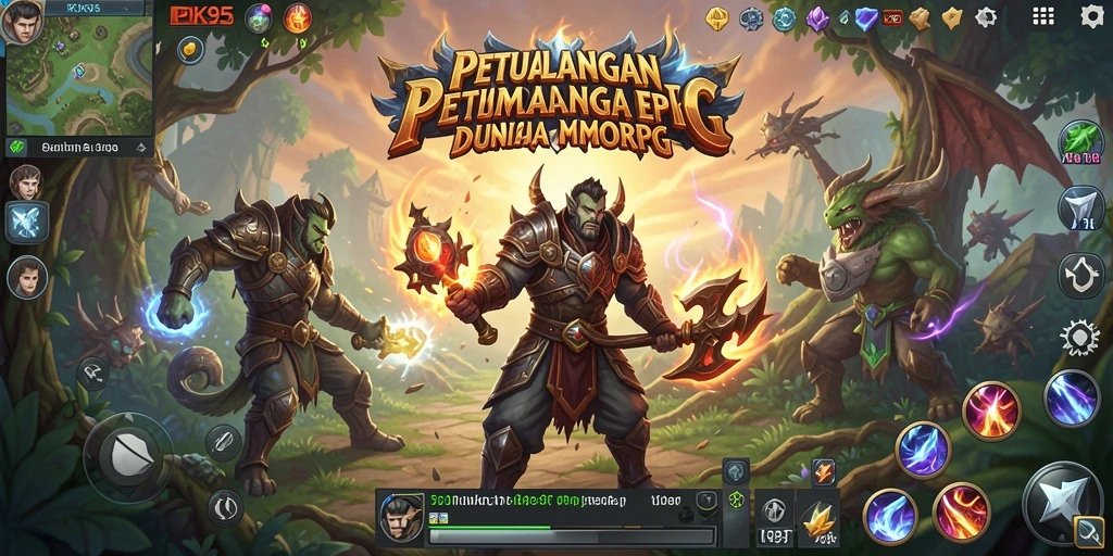 Tangkapan layar utama PK95 menampilkan aksi seru dalam pertempuran MMORPG.