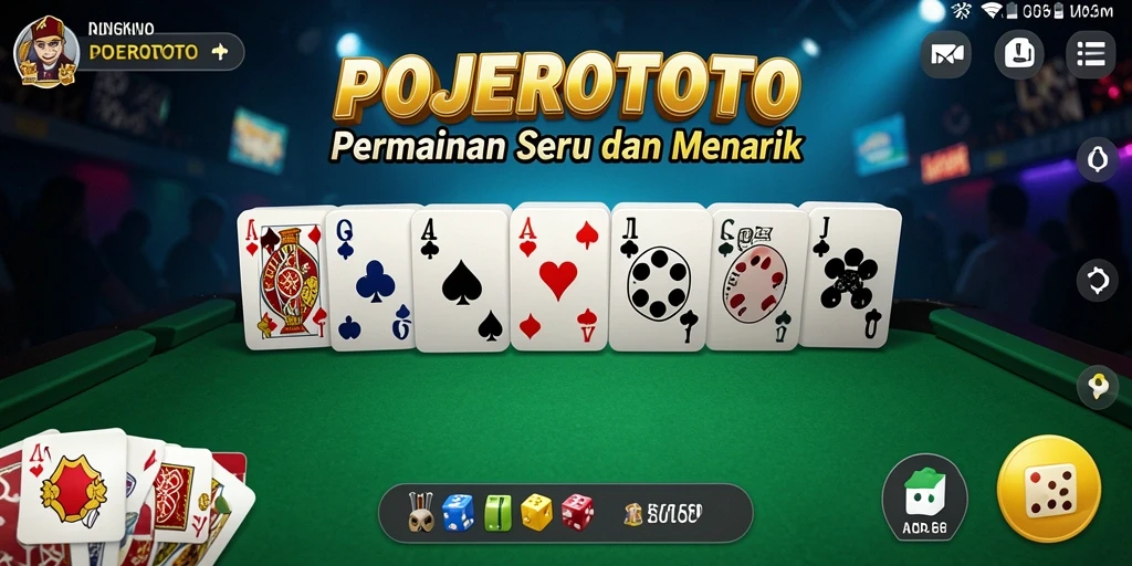 Tampilan gameplay seru POJEROTOTO dengan Domino klasik.