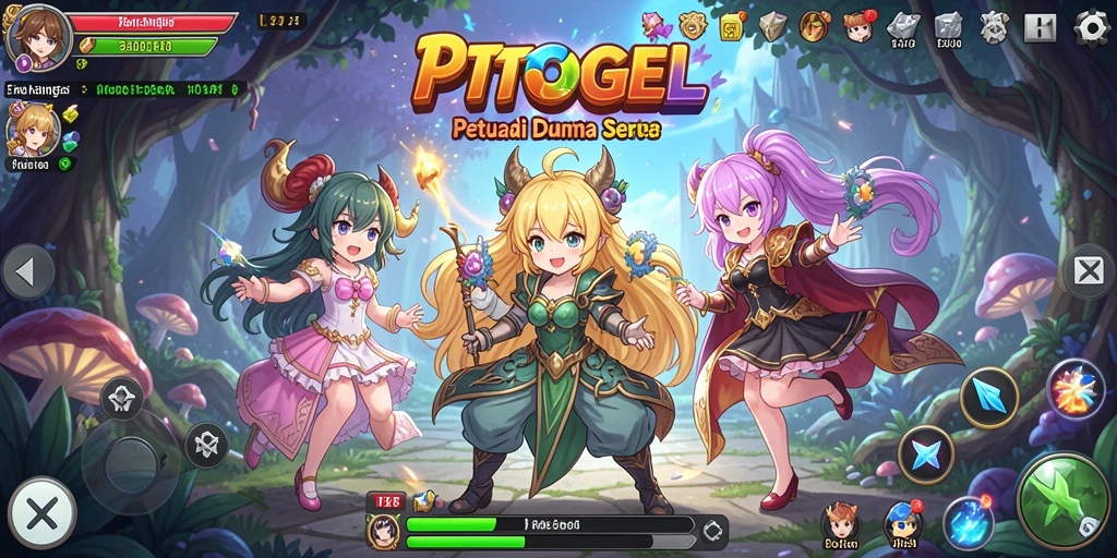 Tampilan gameplay PTTOGEL dengan karakter anime yang beraksi.