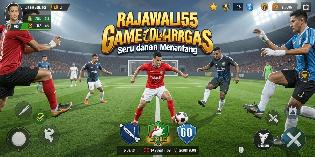 Screenshot RAJAWALI55 menampilkan aksi permainan olahraga yang mendebarkan.