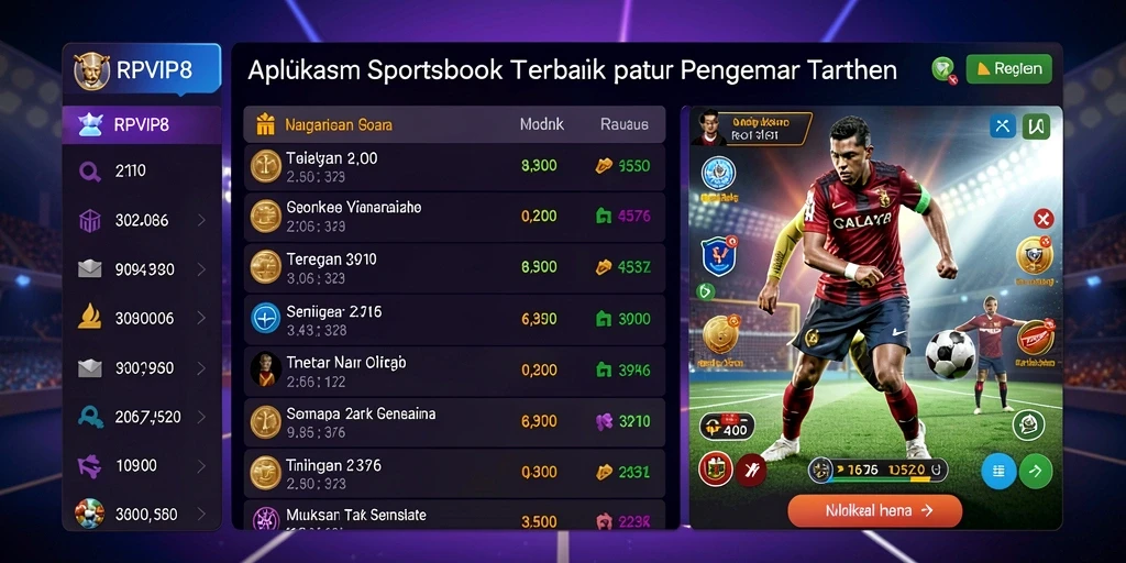 Screenshot RPVIP8 menampilkan antarmuka taruhan olahraga yang menarik.