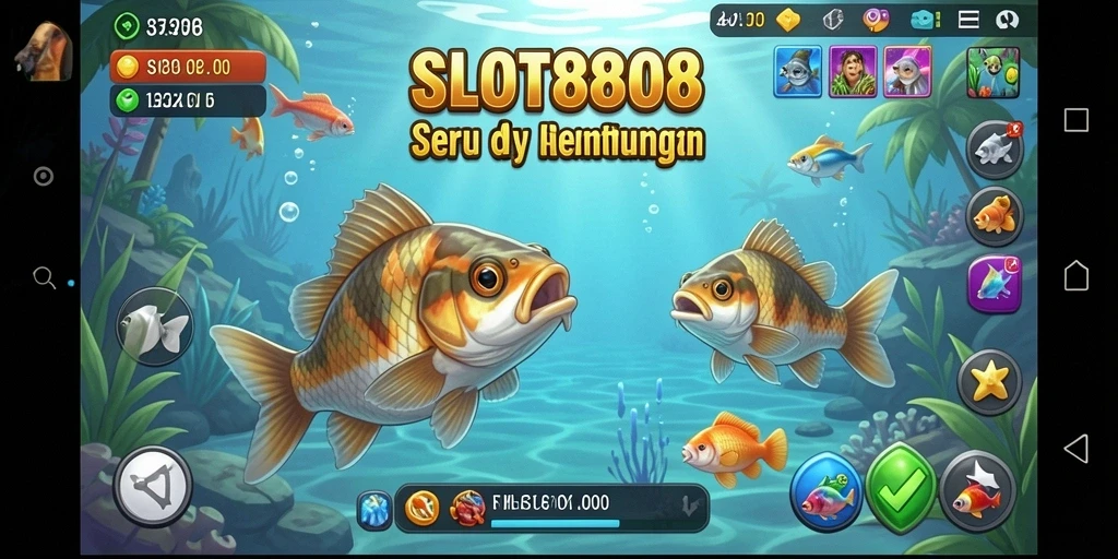 Tampilan gameplay SLOT8808 yang seru dengan aksi memancing yang menegangkan.