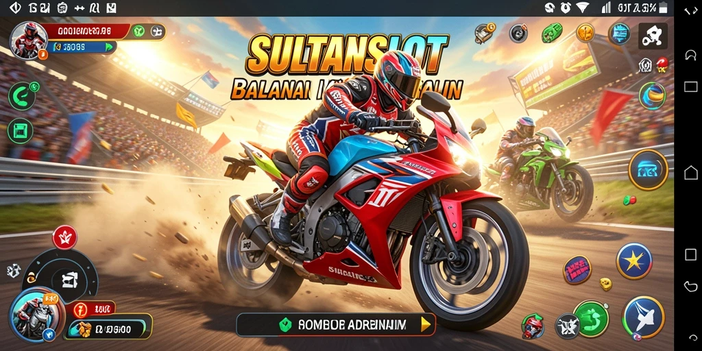 Tampilan seru dari gameplay balapan motor di SULTANSLOT.
