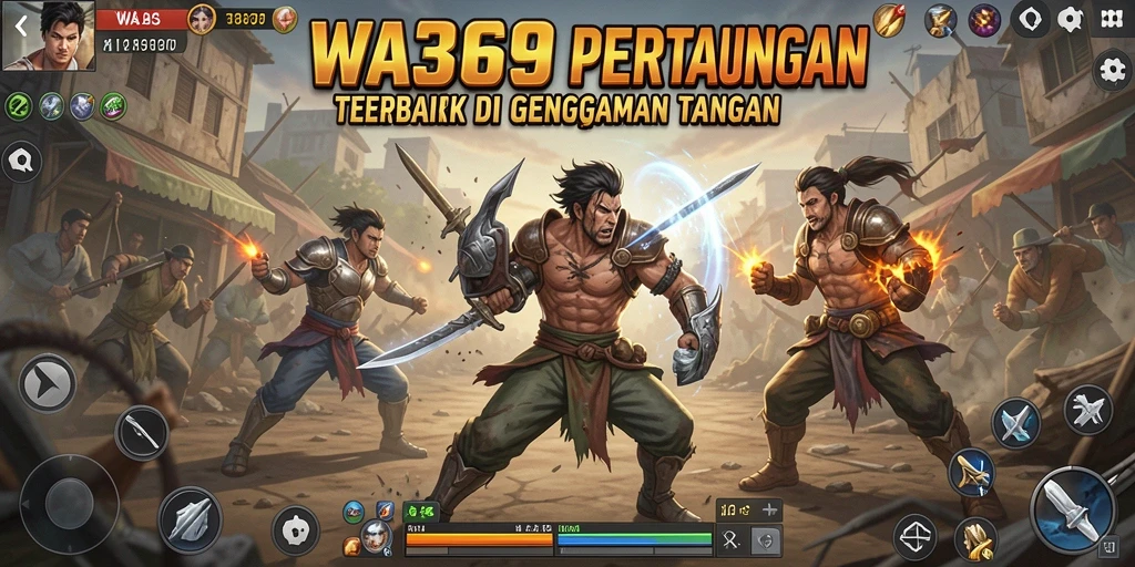 Screenshot WA369 menampilkan pertarungan seru antara karakter-karakter yang kuat.