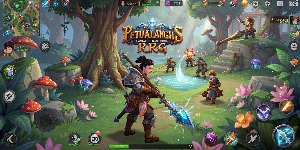 Tangkapan layar gameplay YY123 yang menunjukkan aksi tempur RPG.